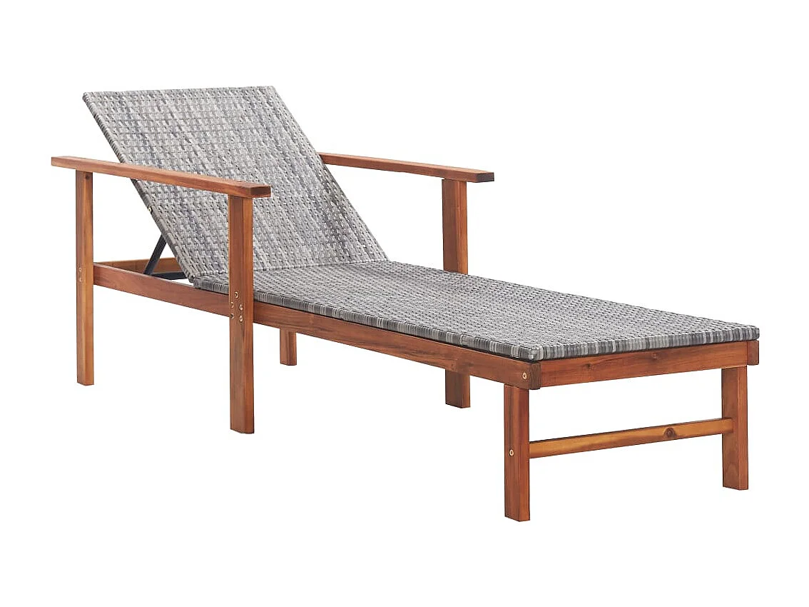 Sillón y cojín Resina tejida y madera de acacia Gris