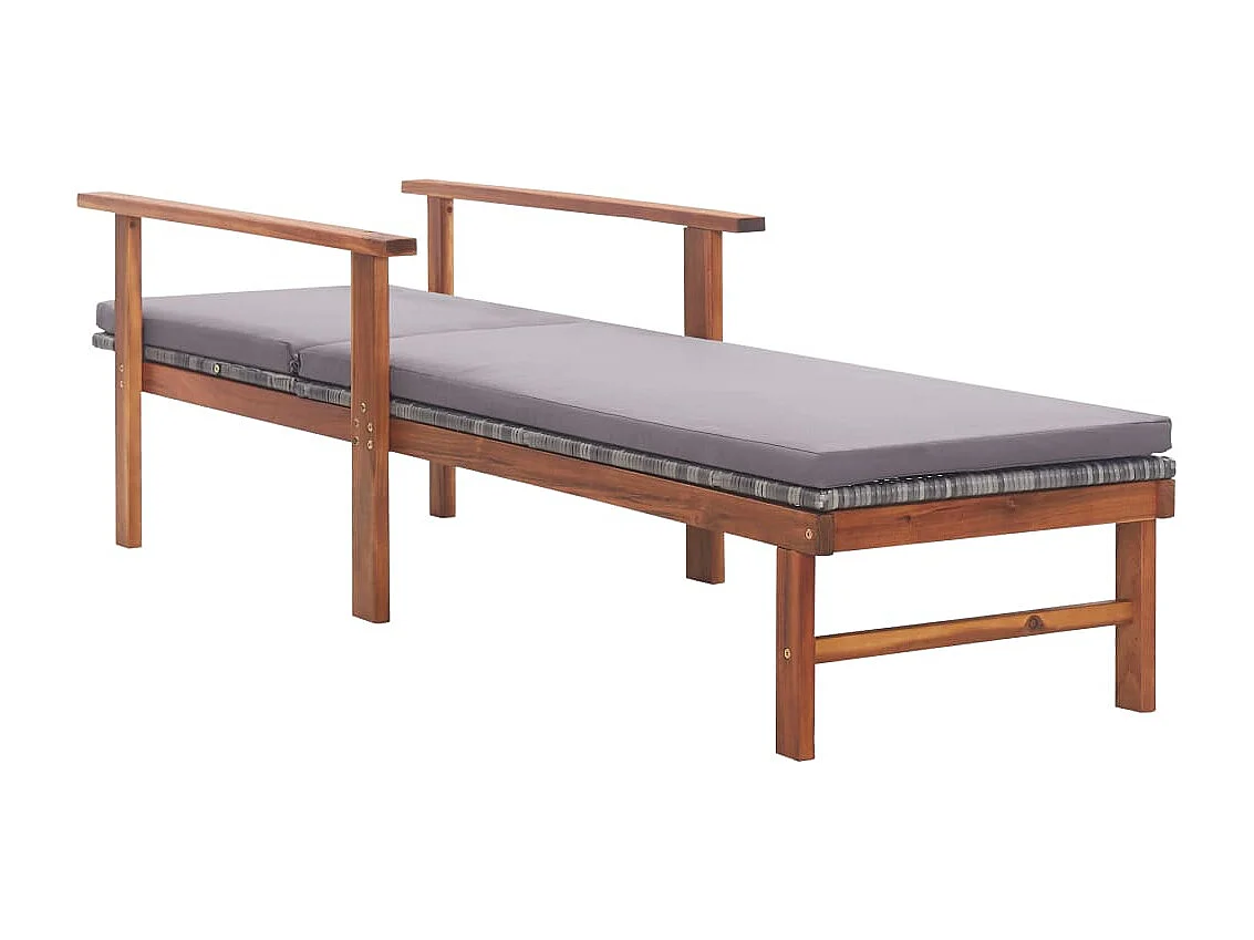 Sillón y cojín Resina tejida y madera de acacia Gris