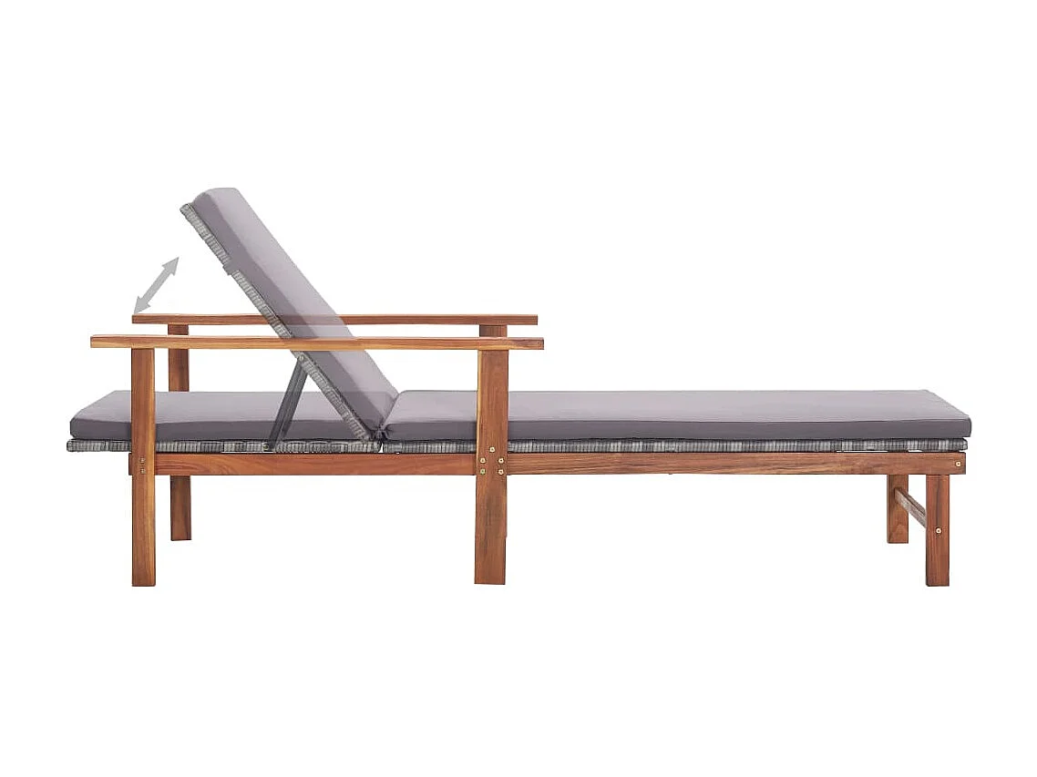 Sillón y cojín Resina tejida y madera de acacia Gris