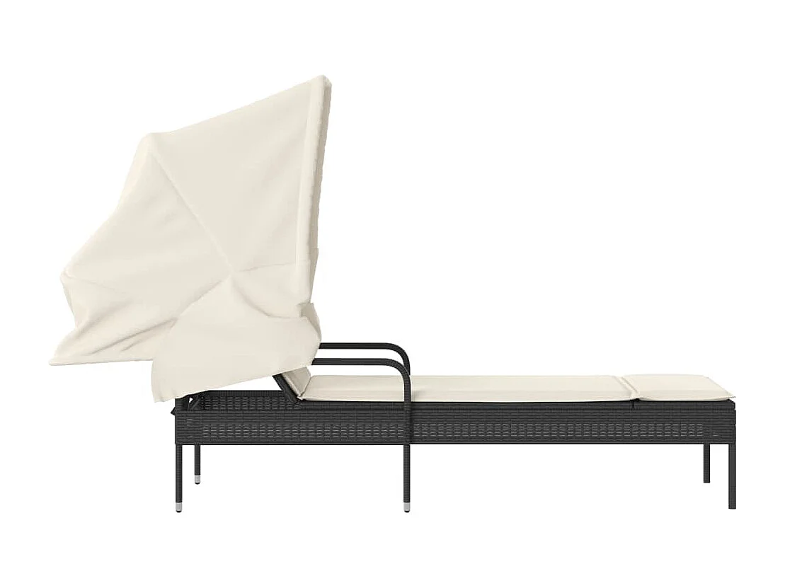 Chaise longue con baldacchino in vimini nero