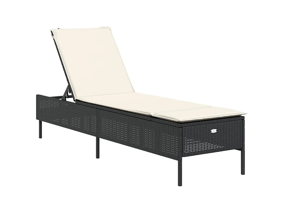 Loungestoelen met kussens, set van 2, zwart, geweven hars