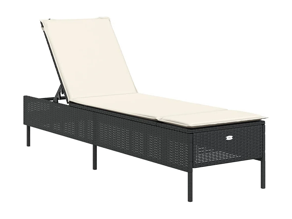 Poltrone con cuscini, set da 2, nere, resina intrecciata