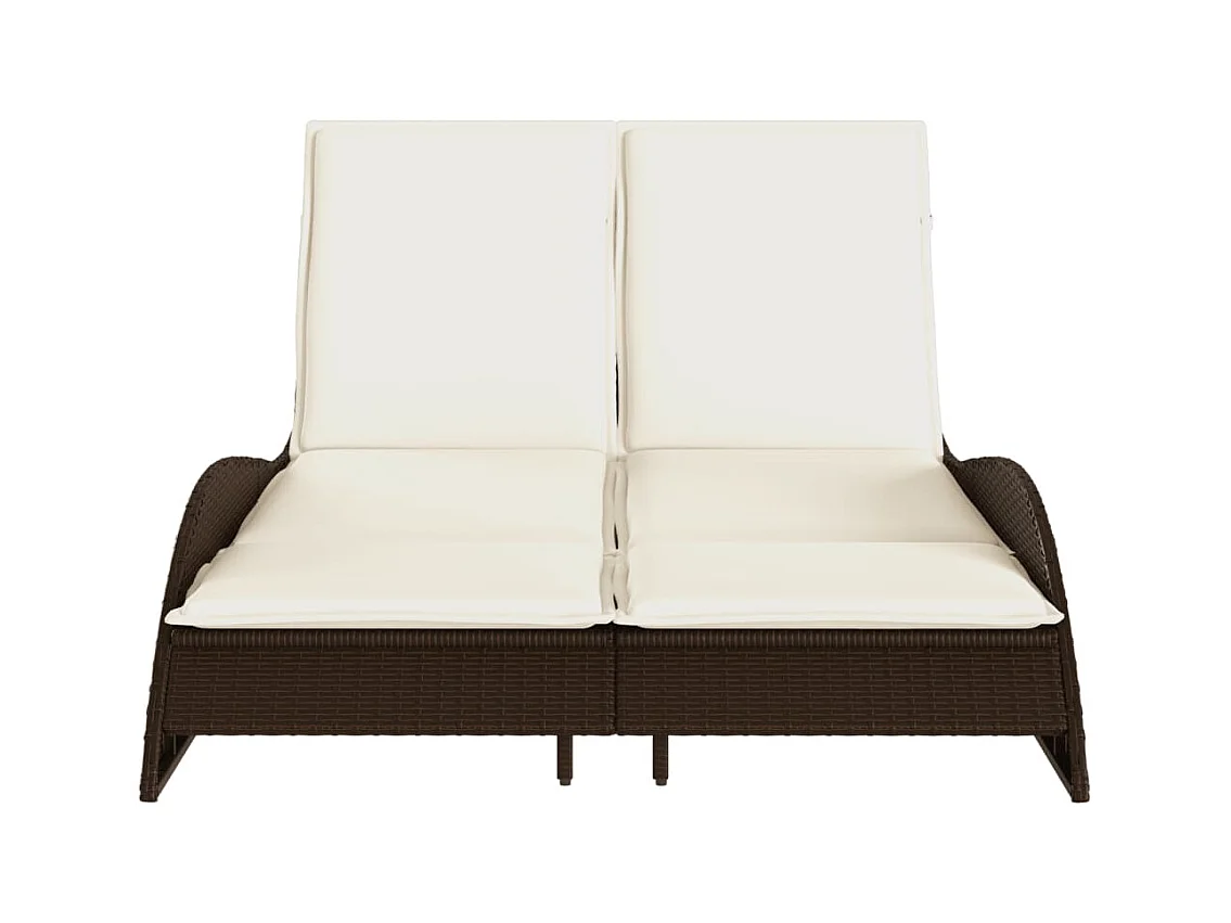 Chaise longue met bruine kussens 114x205x73 cm geweven hars