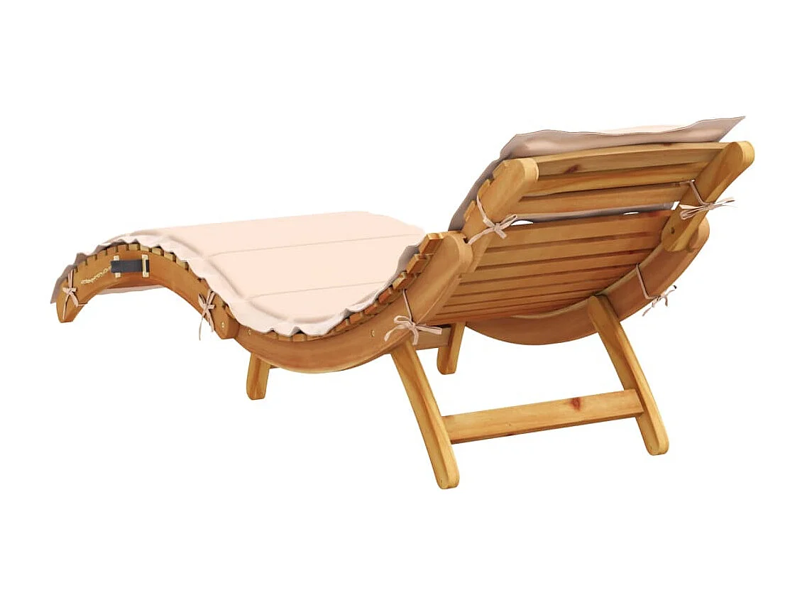 Loungestoelen met kussens, set van 2, beige, massief acaciahout