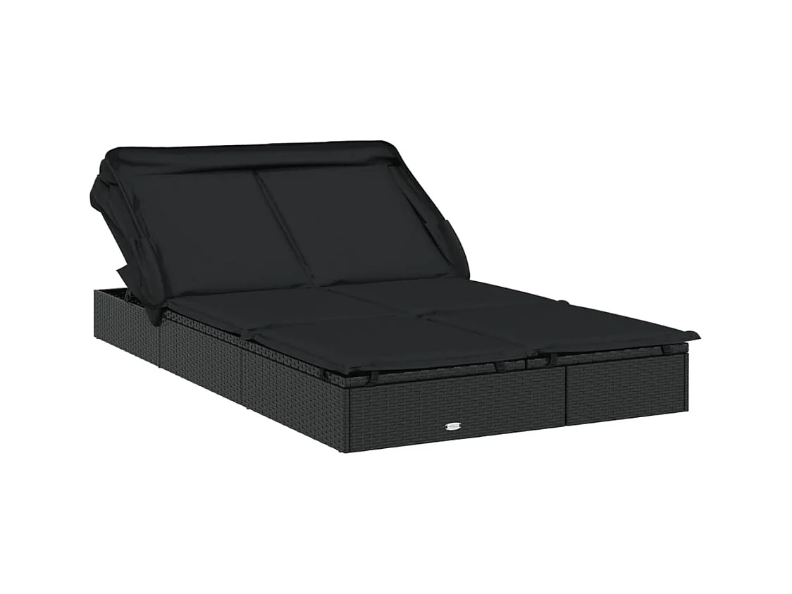 2-zits ligstoel met zwart opvouwbaar dak 213x118x97 cm