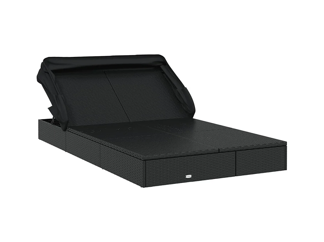 2-zits ligstoel met zwart opvouwbaar dak 213x118x97 cm