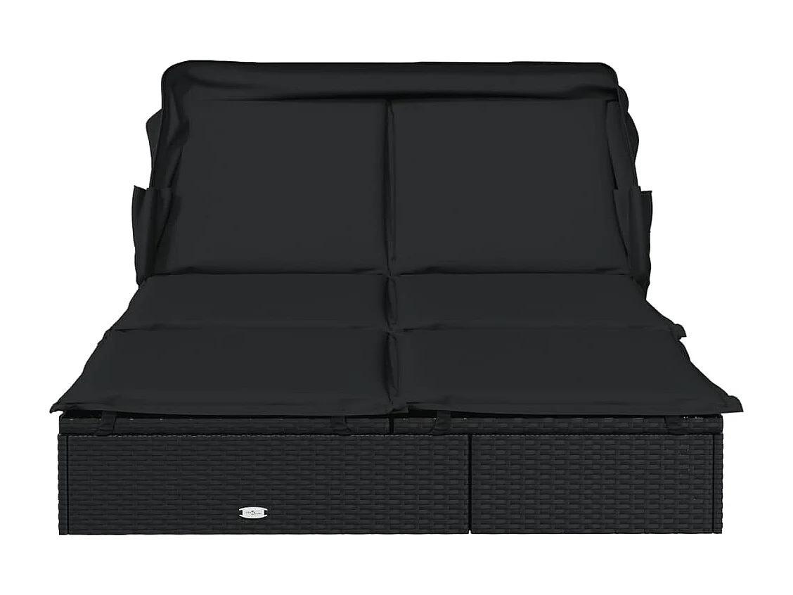 Sdraio 2 posti con tetto pieghevole nero 213x118x97 cm
