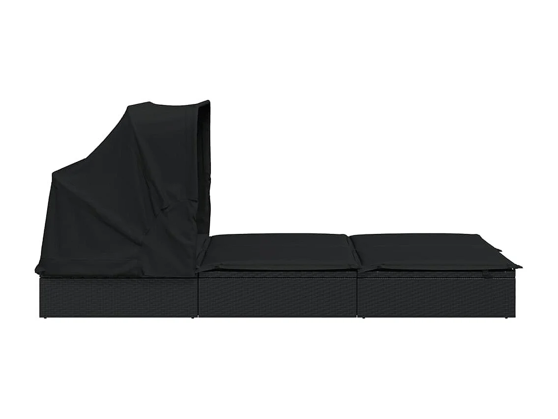 Sdraio 2 posti con tetto pieghevole nero 213x118x97 cm