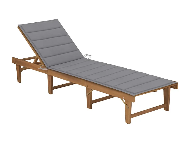 Chaise longue pliable avec coussin Bois d'acacia solide