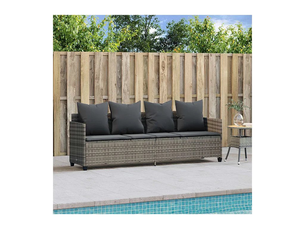 Chaise longue met grijze kunsthars rieten kussens