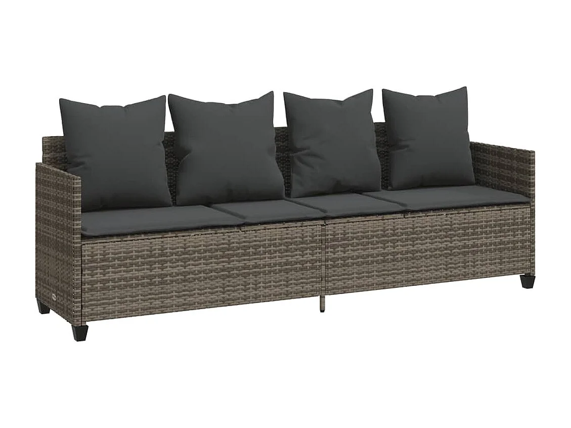 Chaise longue con cojines de mimbre de resina gris