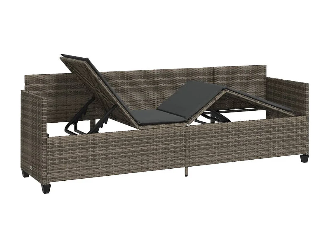 Chaise longue con cojines de mimbre de resina gris