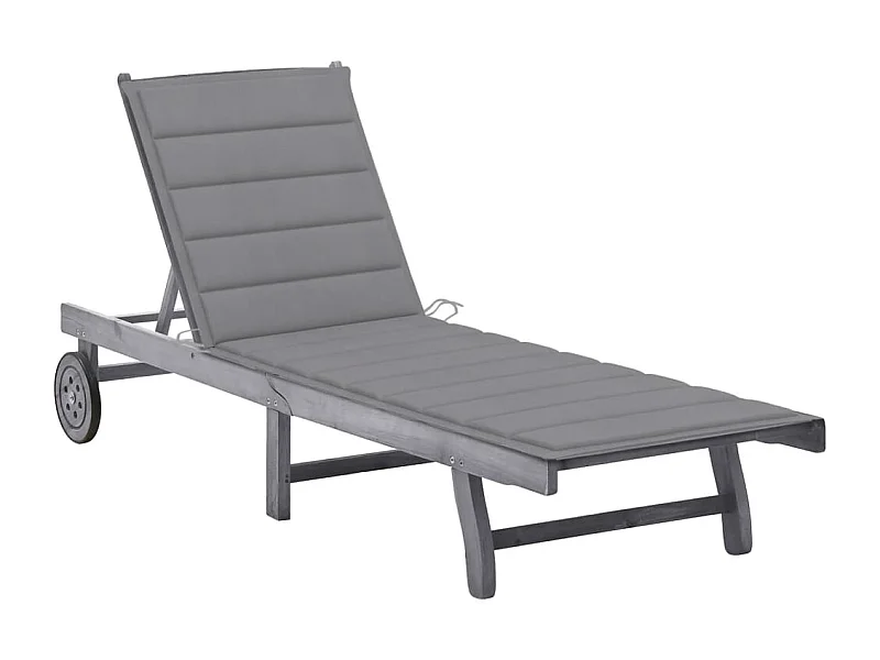 Chaise longue de jardin avec coussin Gris Bois d'acacia solide
