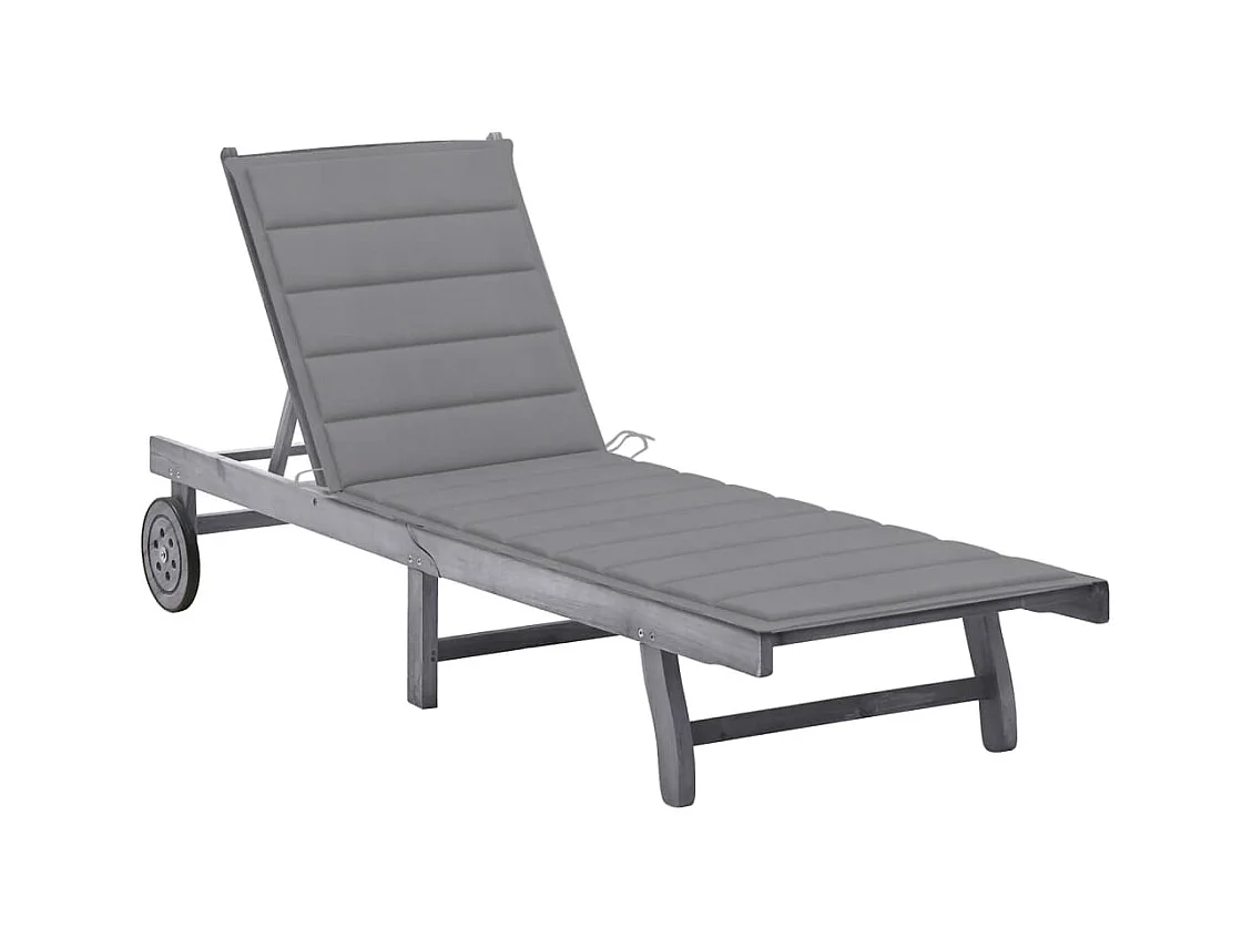Chaise longue de jardin avec coussin Gris Bois d'acacia solide
