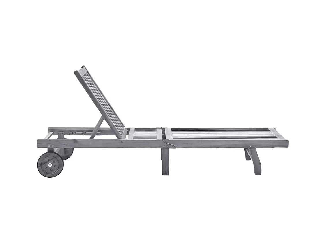 Chaise longue de jardin avec coussin Gris Bois d'acacia solide