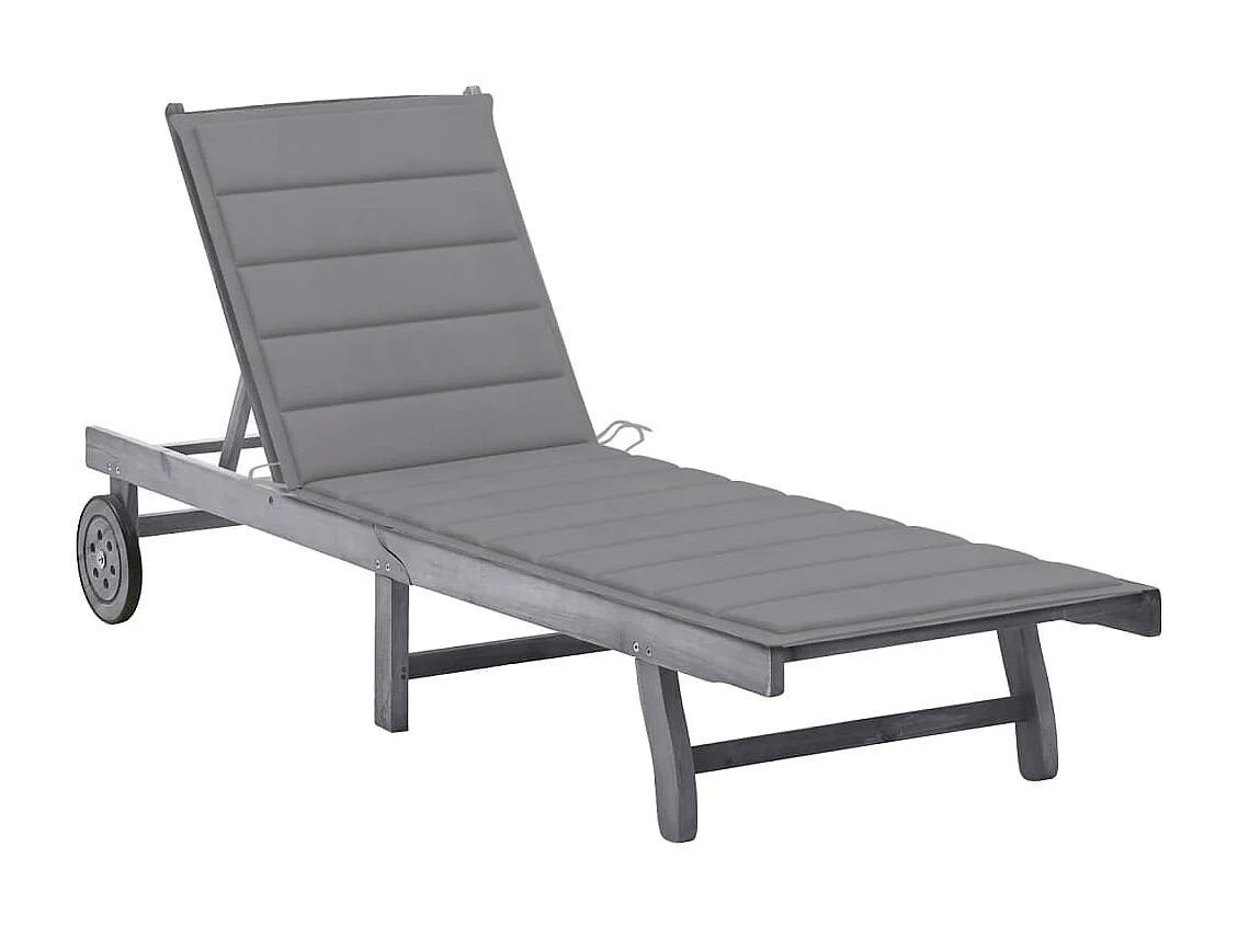 Chaise longue de jardin avec coussin Gris Bois d'acacia solide