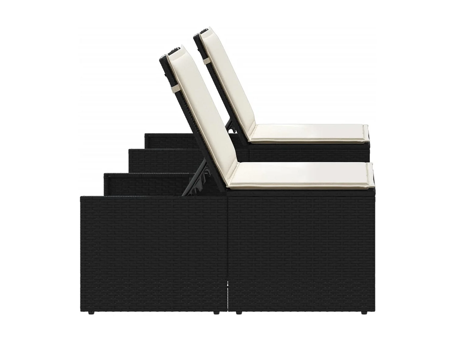 Sillones modulares de 2 piezas con mesa de mimbre negra