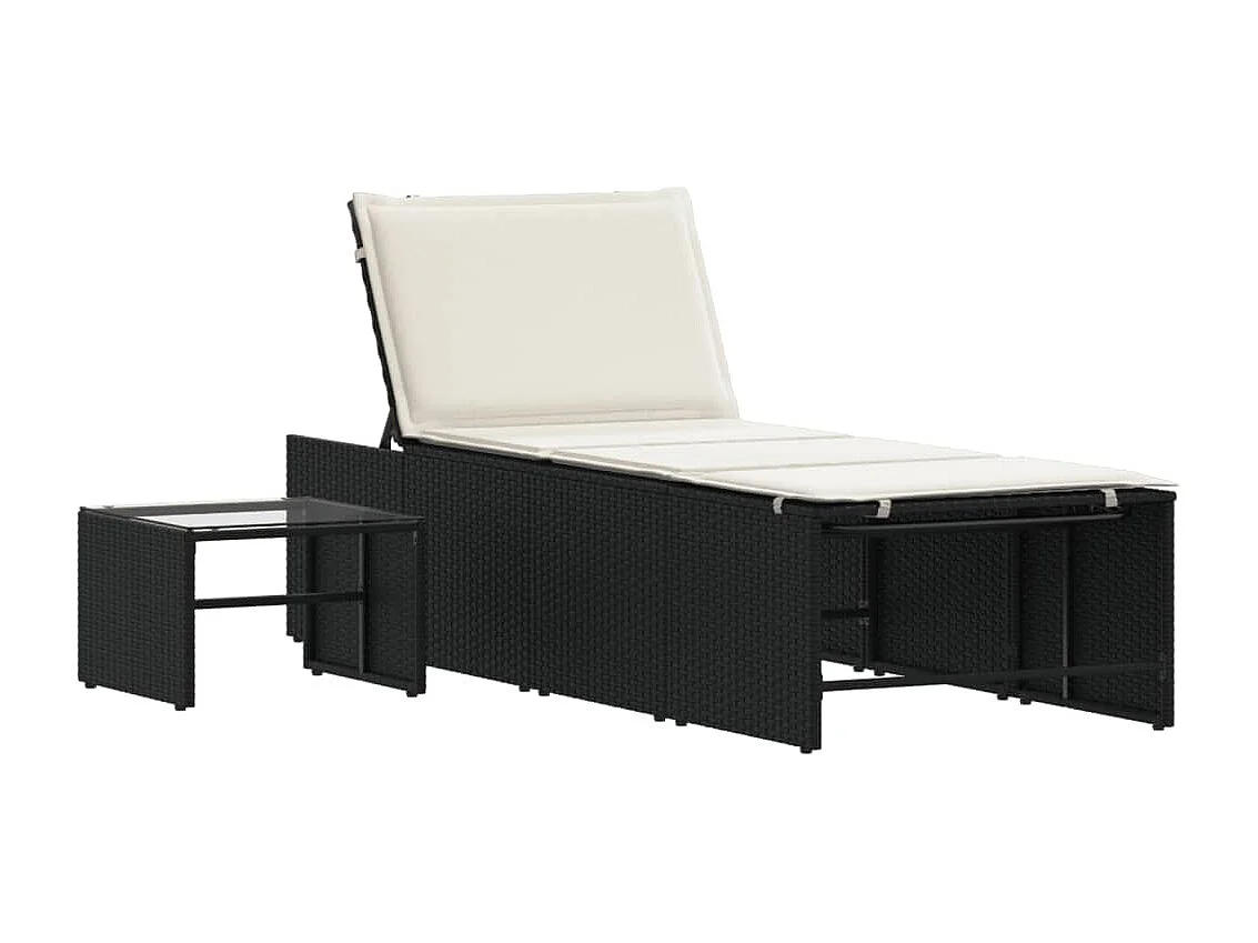 Sillones modulares de 2 piezas con mesa de mimbre negra