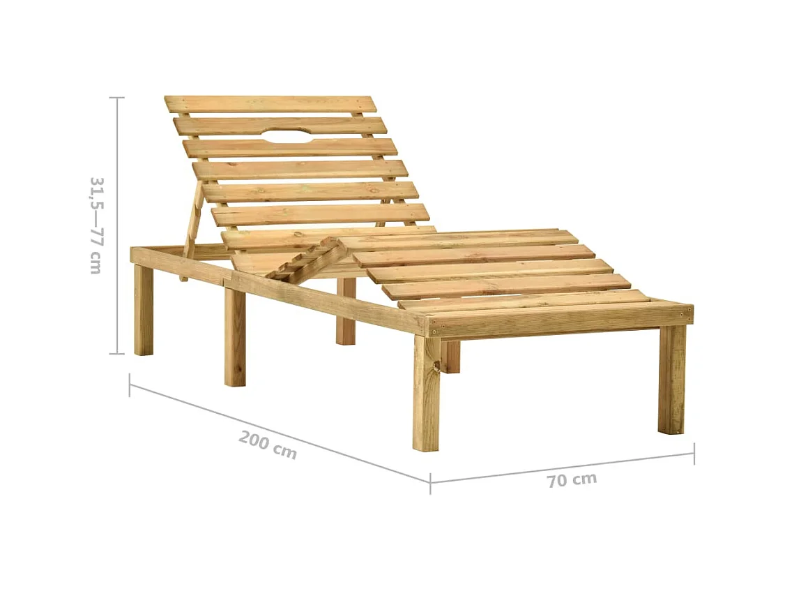 Chaise longue avec coussin taupe Bois de pin imprégné