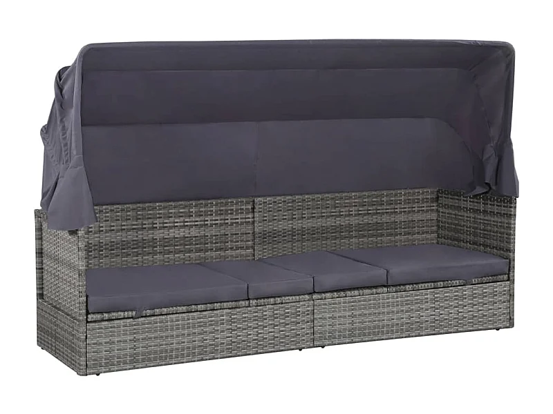 Tuinbed met luifel Grijs 205x62 cm Hars riet