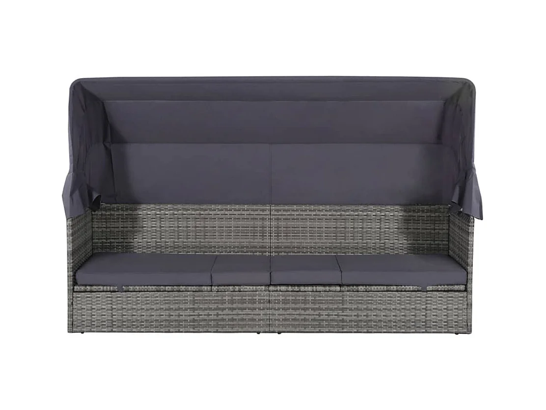 Tuinbed met luifel Grijs 205x62 cm Hars riet