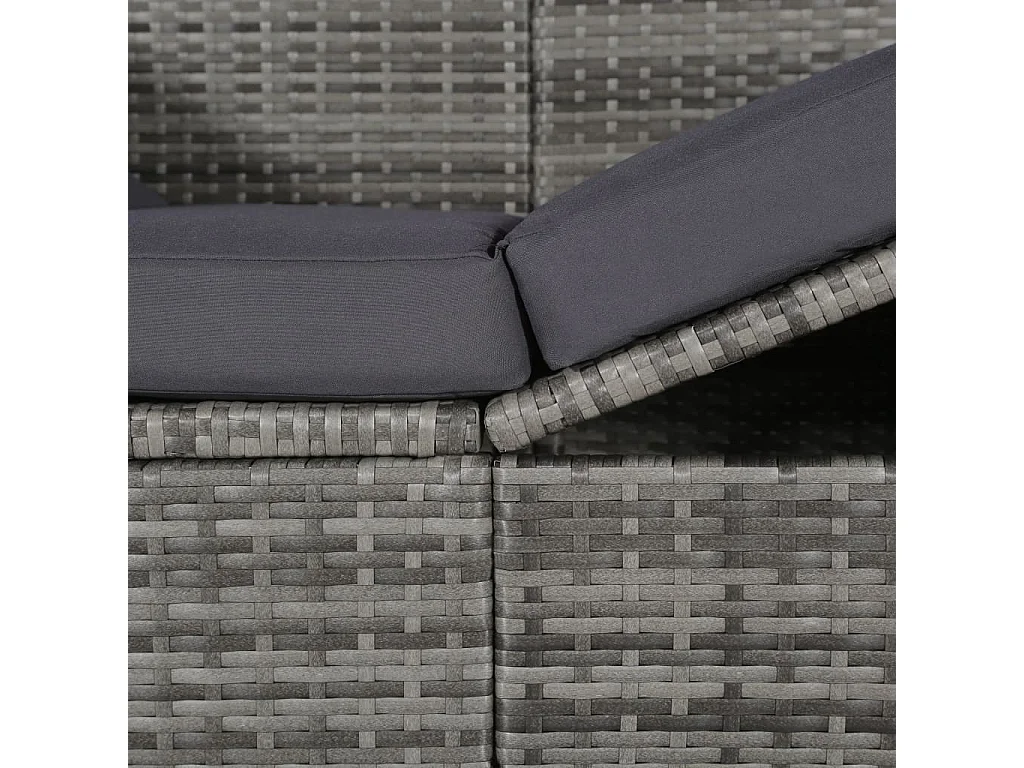 Tuinbed met luifel Grijs 205x62 cm Hars riet