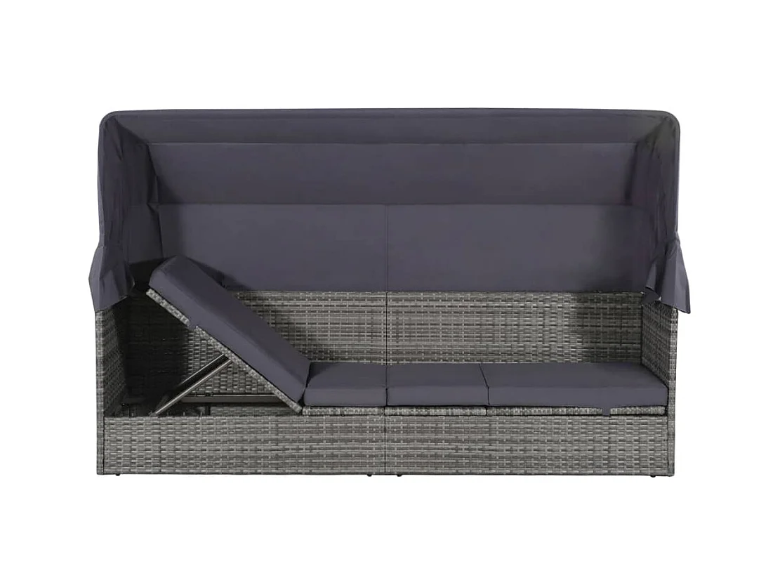 Lit de jardin avec auvent Gris 205x62 cm Résine tressée