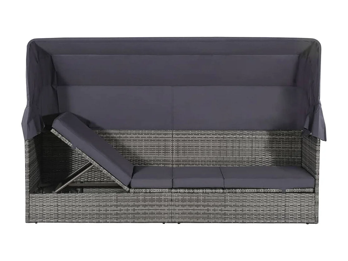 Lit de jardin avec auvent Gris 205x62 cm Résine tressée
