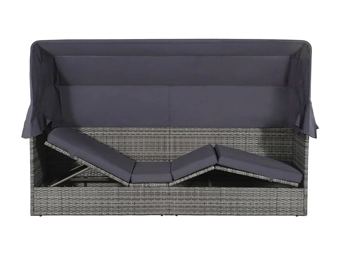 Lit de jardin avec auvent Gris 205x62 cm Résine tressée