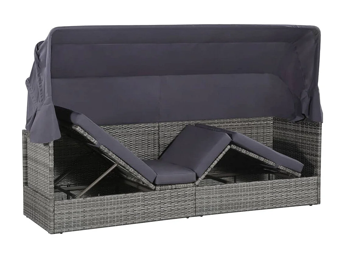 Lit de jardin avec auvent Gris 205x62 cm Résine tressée