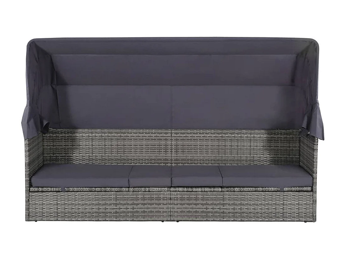 Lit de jardin avec auvent Gris 205x62 cm Résine tressée