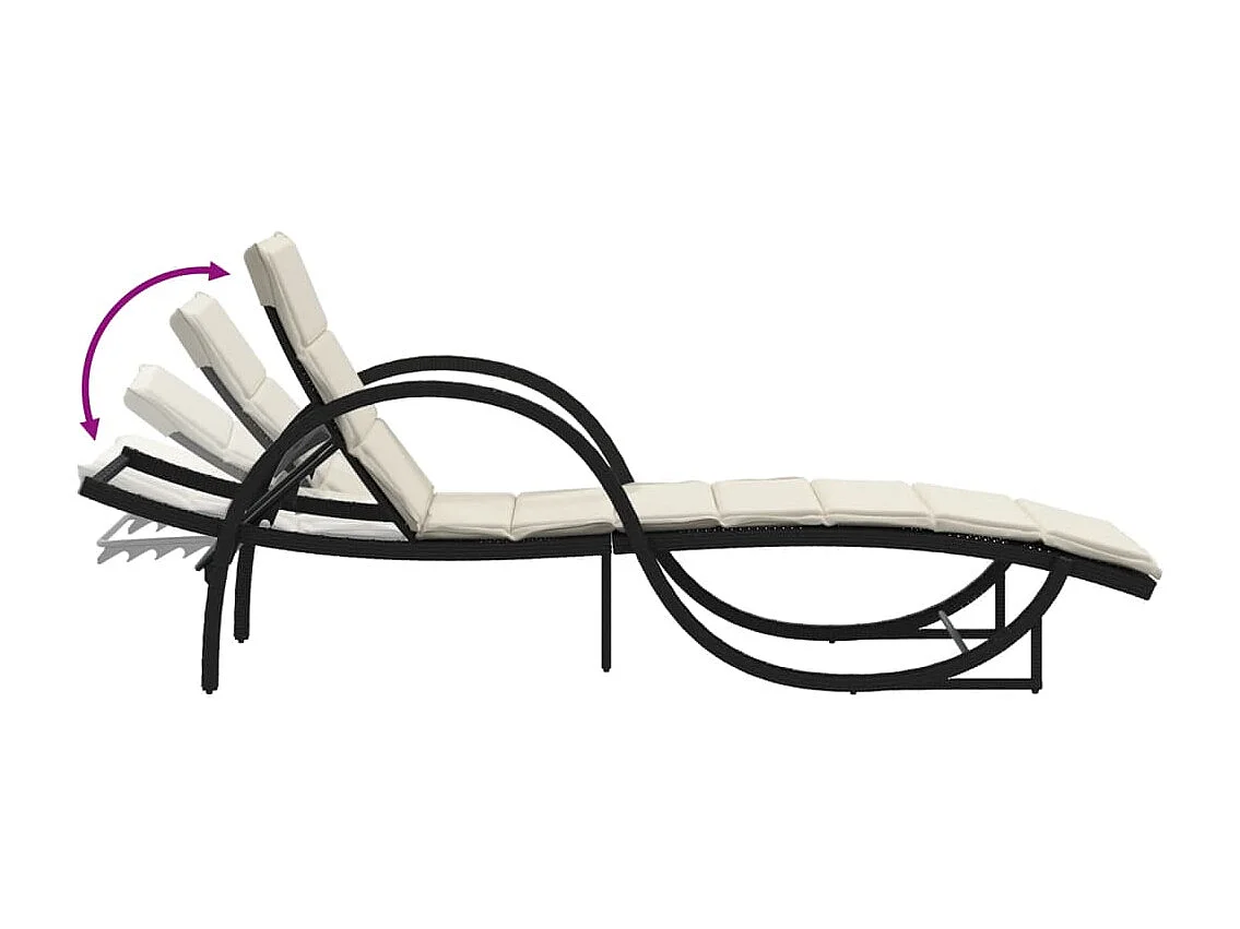 Set van 2 ligstoelen met zwarte rieten kussens