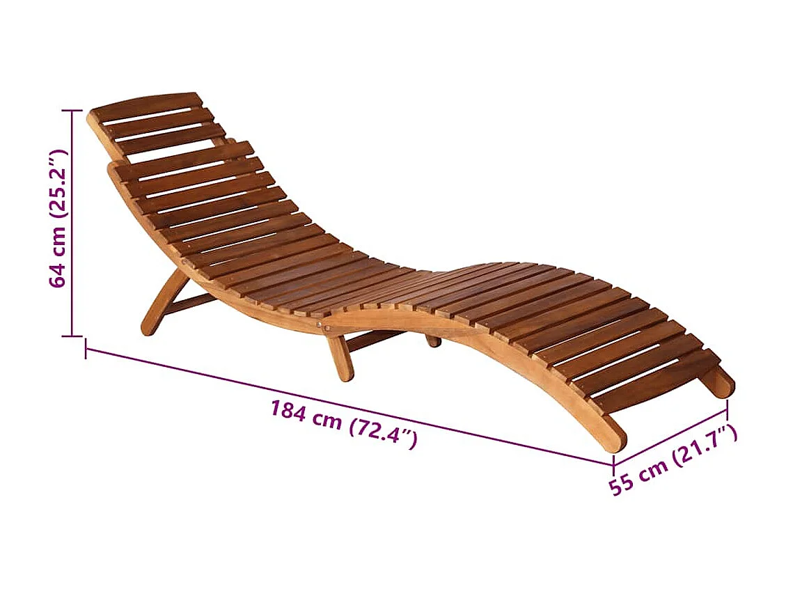 Chaise longue de jardin avec table et coussin Bois d'acacia