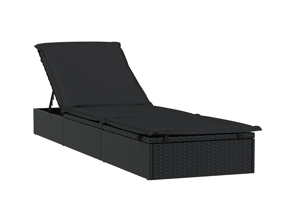 stuk chaise longue met zwart kussen 201x55x62cm hars riet