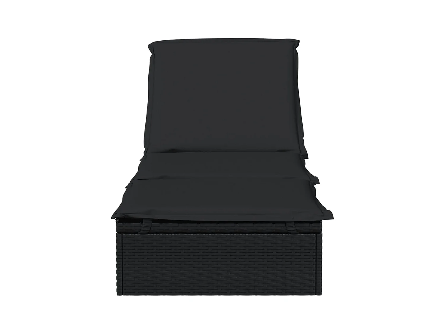 stuk chaise longue met zwart kussen 201x55x62cm hars riet