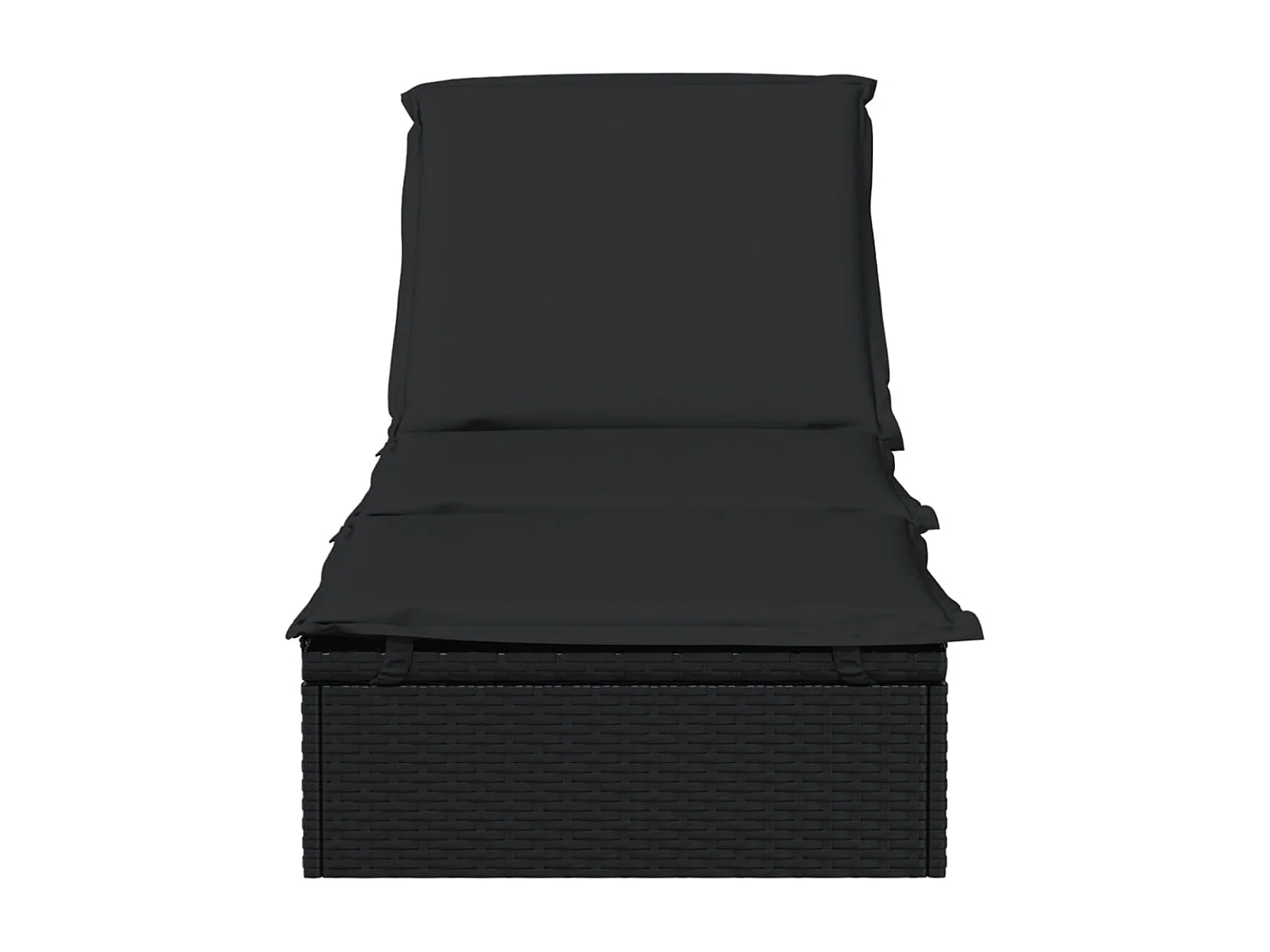 chaise longue con cuscino nero 201x55x62cm in resina e vimini