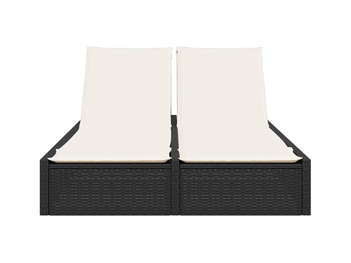 Dubbele chaise longue met zwarte kunsthars rieten kussens
