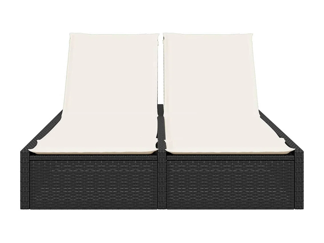Chaise longue doppia con cuscini in vimini di resina nera