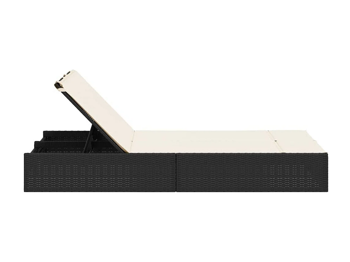 Chaise longue doppia con cuscini in vimini di resina nera