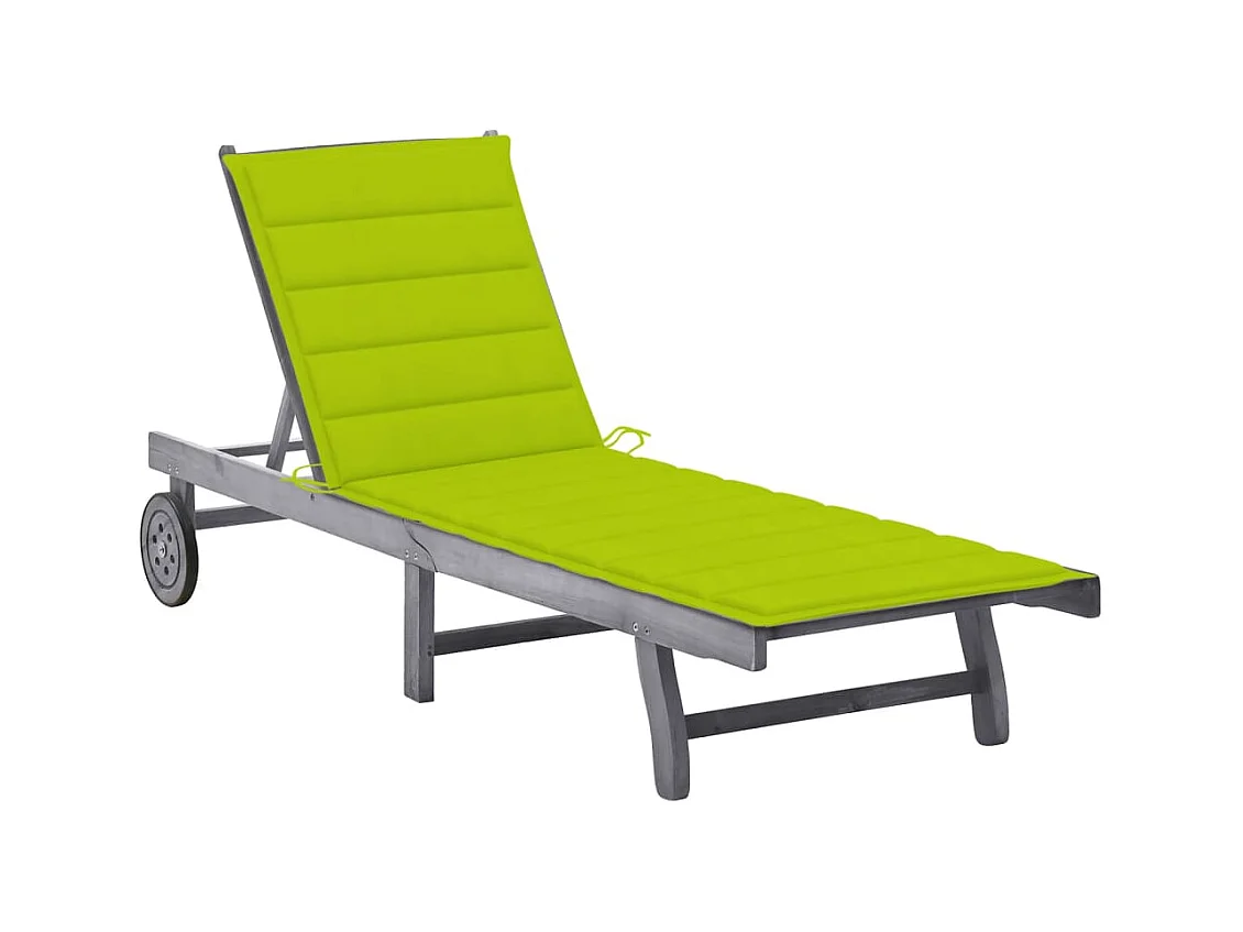 Chaise longue de jardin avec coussin Gris Bois d'acacia solide