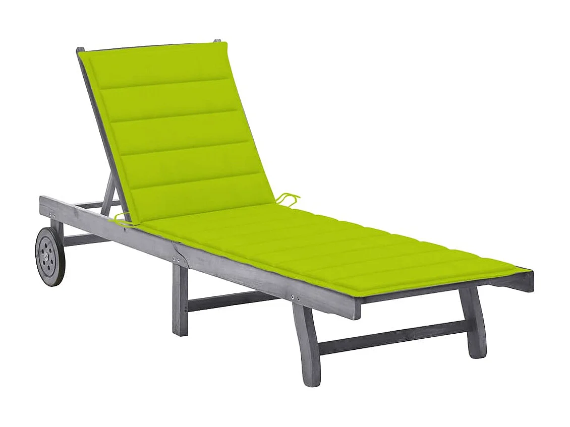 Chaise longue de jardin avec coussin Gris Bois d'acacia solide