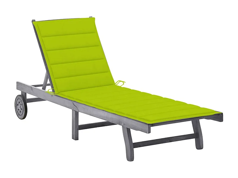 Chaise longue de jardin avec coussin Gris Bois d'acacia solide