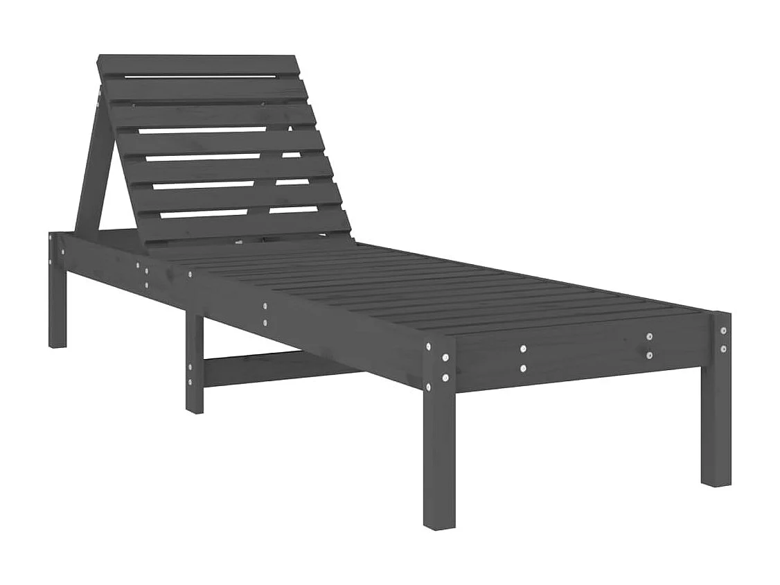 Chaise longue gris 199,5x60x74 cm madera maciza de pino
