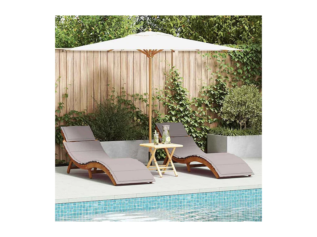 Chaise longue 2 pcs Taupe 184 x 55 x 64cm Bois d'acacia massif