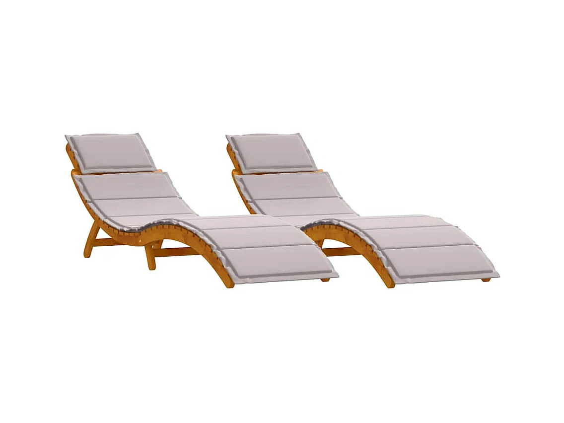 Chaise longue 2 pcs Taupe 184 x 55 x 64cm Bois d'acacia massif