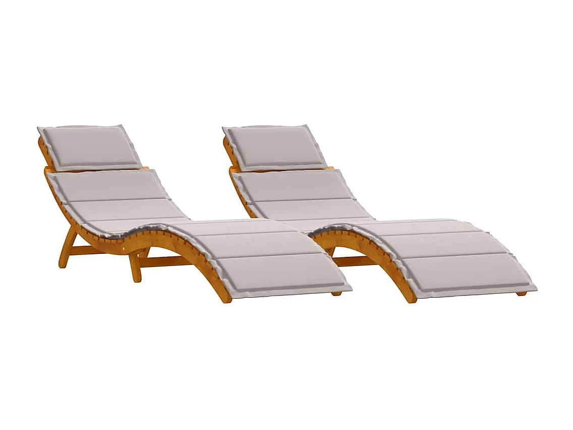 Chaise longue 2 pcs Taupe 184 x 55 x 64cm Bois d'acacia massif