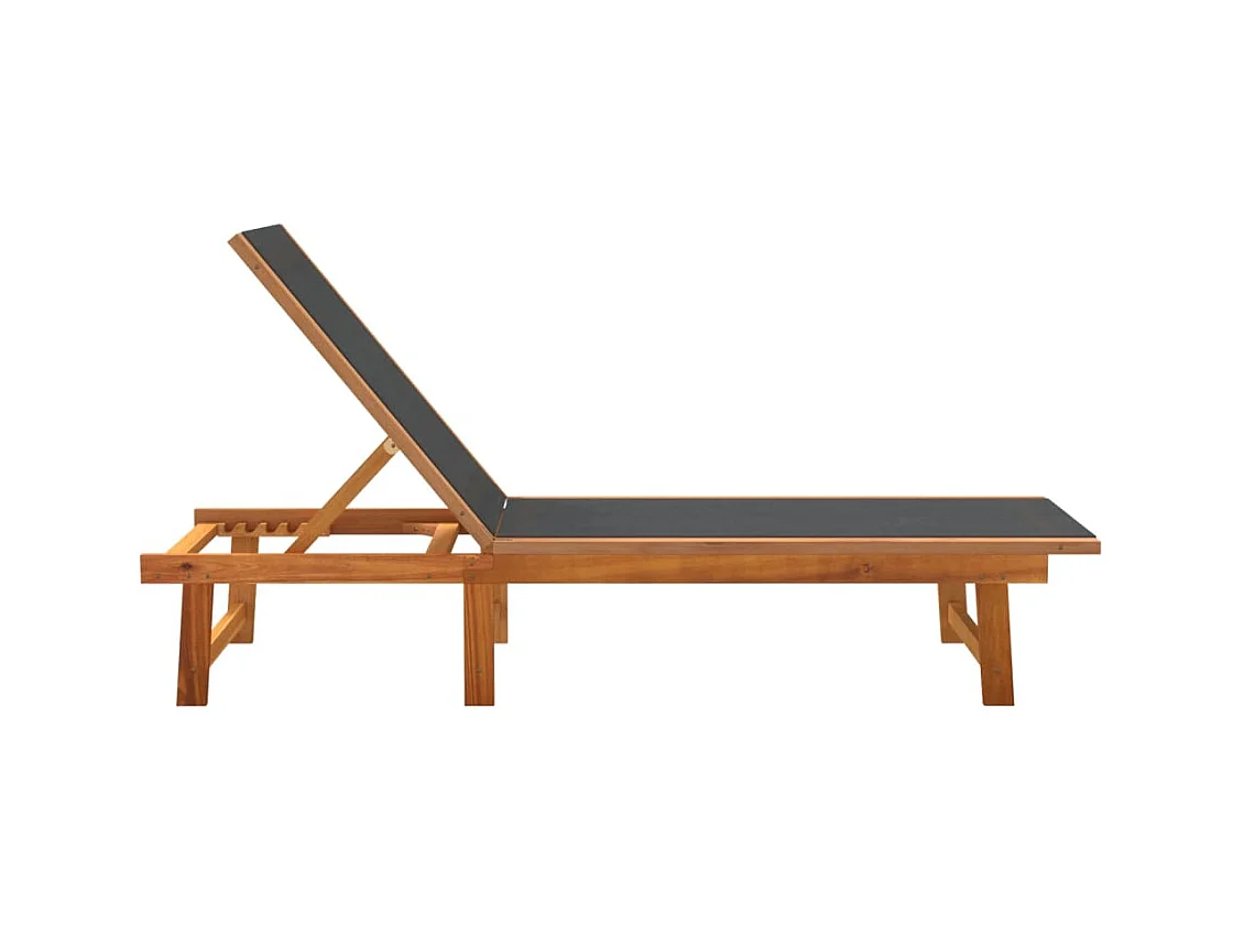 Set van 2 zwarte loungestoelen van massief acaciahout en textileen