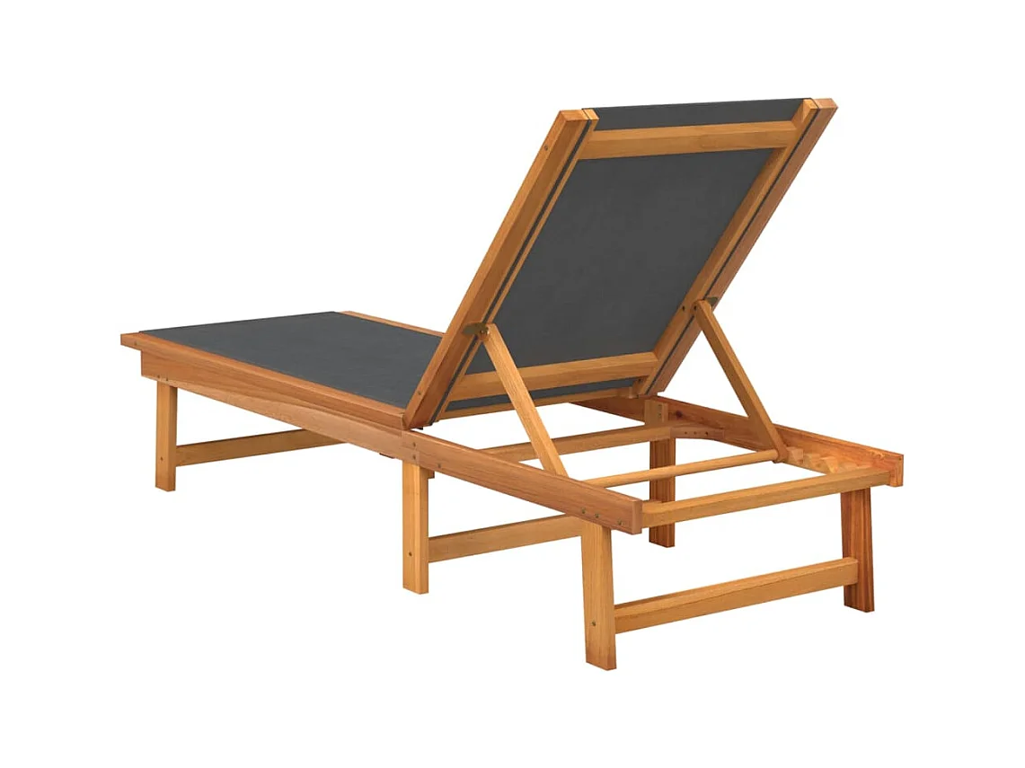 Set van 2 zwarte loungestoelen van massief acaciahout en textileen