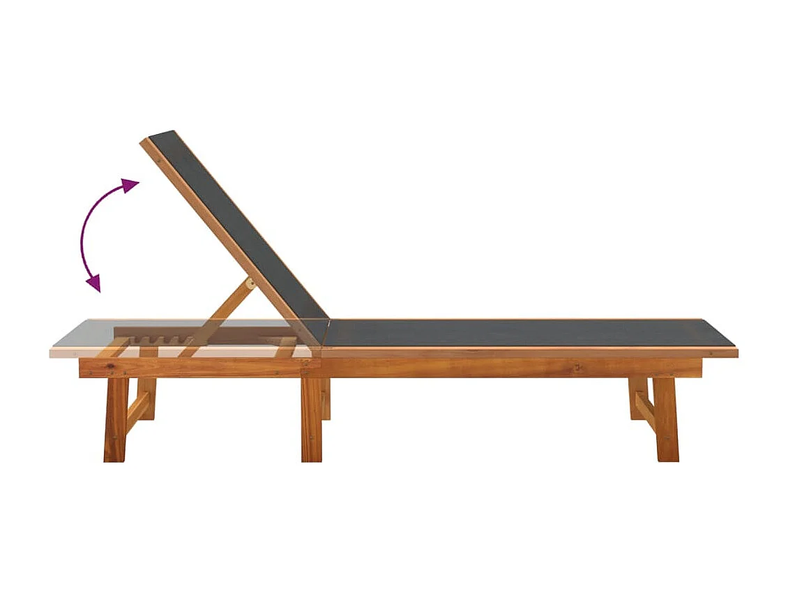 Set van 2 zwarte loungestoelen van massief acaciahout en textileen