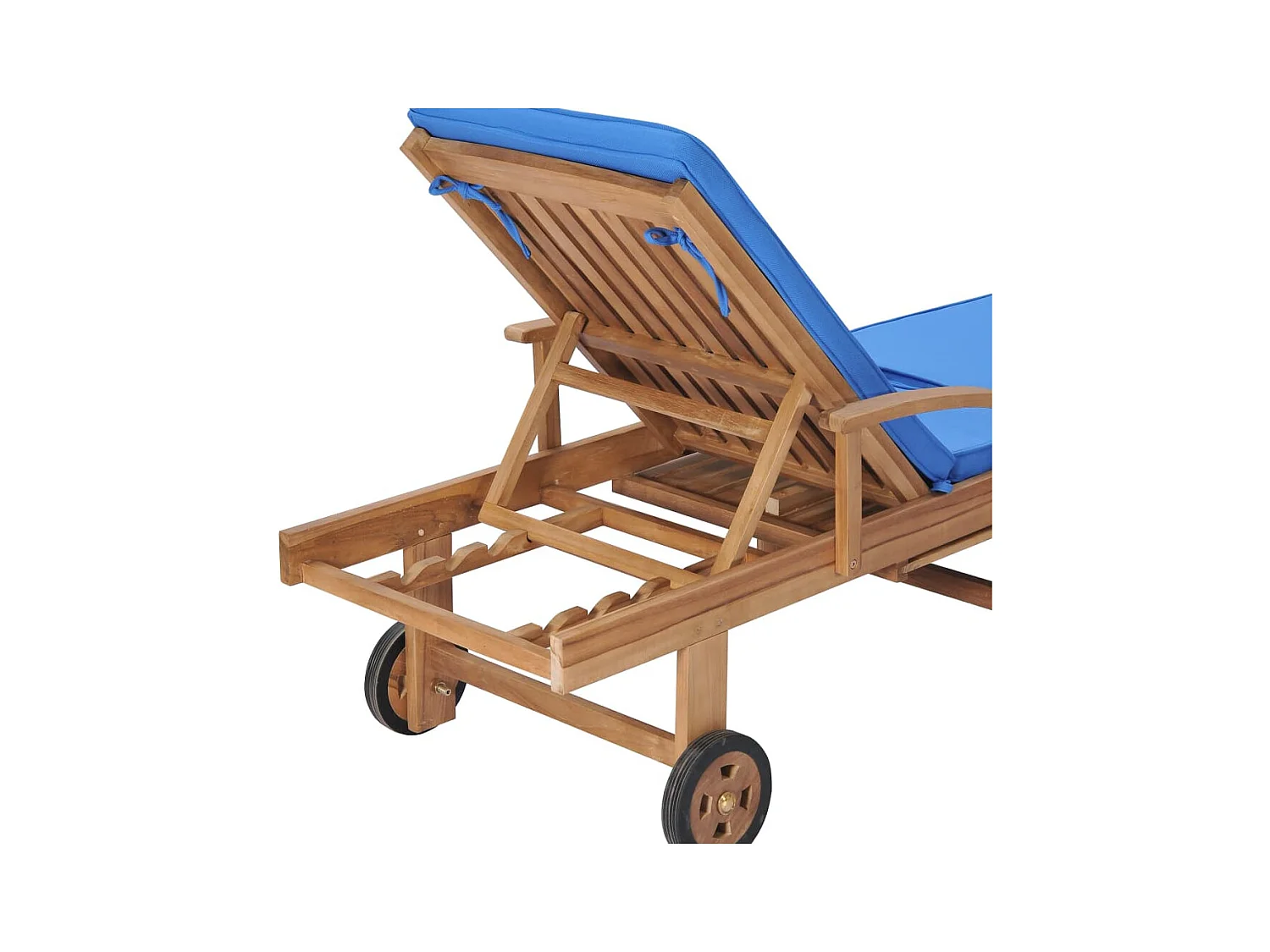 Lettini prendisole con cuscini 2 pezzi in legno massello di teak blu